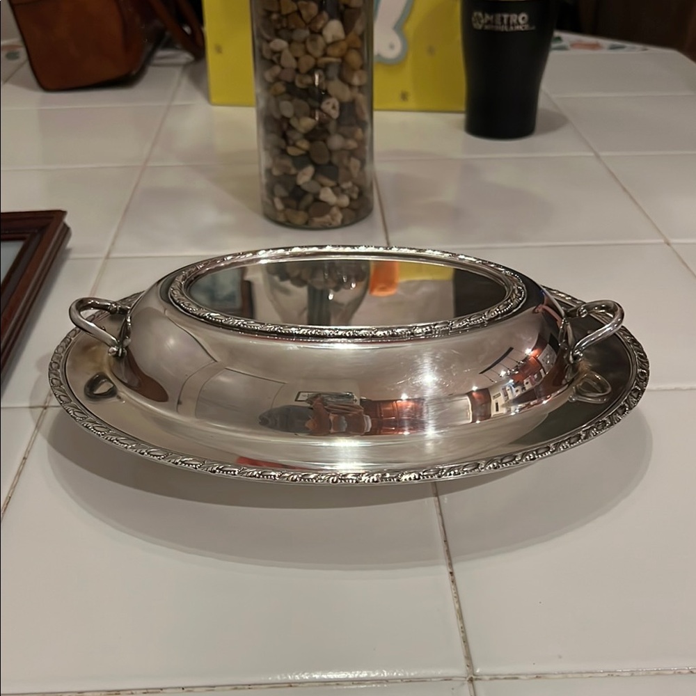Elegant Vintage Silver Plated Serving Dish with Lid. Beautiful and elegant.